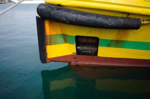 Rubber fender on a boat